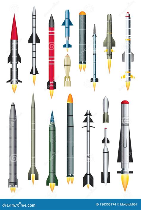 Military Missile Rocket Isolated on White. Vector Illustration Stock ...