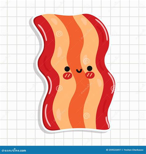 Cute Funny Bacon Sticker. Vector Hand Drawn Cartoon Kawaii Character ...