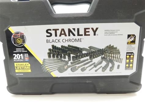 Stanley 201pc Black Chrome Universal Mechanic's Tool Set Sockets ...