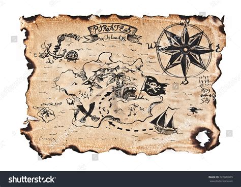 Old Antique Pirates Treasure Map. Stock Photo 222609079 : Shutterstock