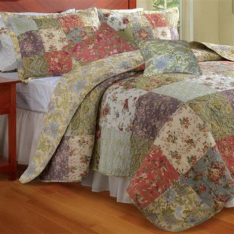 5pc Cottage Country Floral Patchwork Reversible Cotton Quilt Set King ...