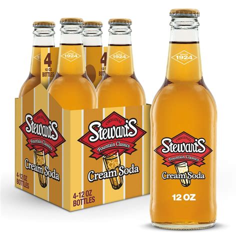 Stewart's Cream Soda Made with Sugar, 12 fl oz glass bottles, 4 pack ...