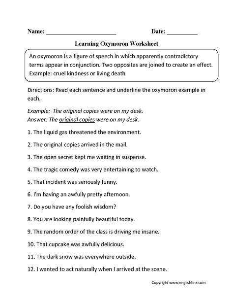 Content by Subject Worksheets | Figurative Language Worksheets ...