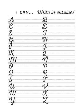 Cursive Handwriting Practice Worksheet by Mlle McKeown French Resources