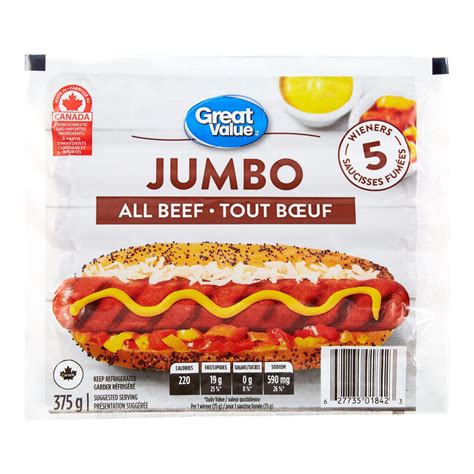 Great Value Jumbo All Beef Wieners | Walmart Canada