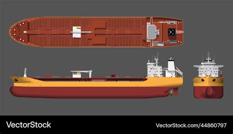 Tanker drawing 3d cargo ship blueprint boat view Vector Image