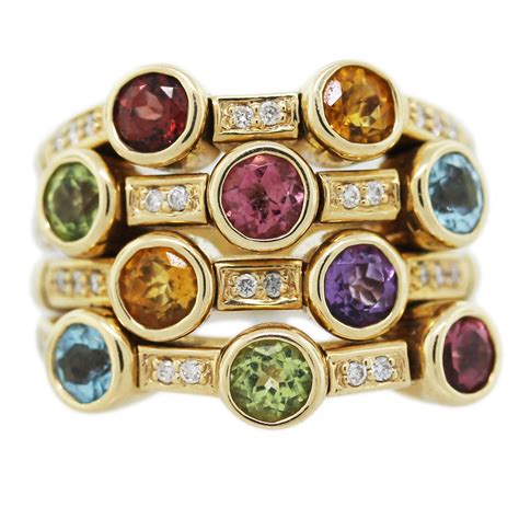 14K Yellow Gold Multi-Gemstone Ring with Diamonds Boca Raton