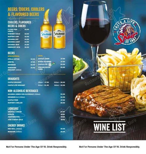 Menu at Hawk Lake Spur Steak Ranch restaurant, Centurion, Shop 102