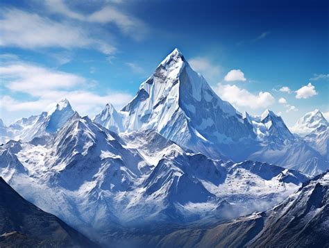 Premium AI Image | Himalaya mountain in snow on a sunny day