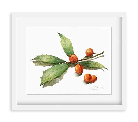 Watercolor Painting Holly Painting Watercolor Holly 5 by - Etsy