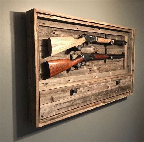 Rustic Dual Gun Rack W/ Ammo Storage Reclaimed Wood Gun Rack - Etsy