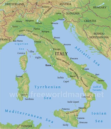 Italy Physical Map