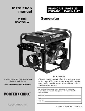 Instruction manual Generator | Manualzz