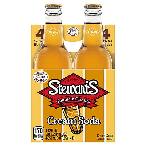 Stewart's Cream Soda Made with Sugar, 12 fl oz glass bottles, 4 pack ...