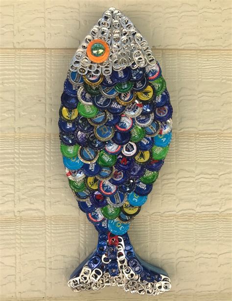 Bottle Cap Art Hanging Ecelectic Fish - Etsy