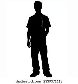 Vector Illustration Doctor Silhouette White Background Stock ...