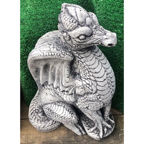 Dragon Sitting Small Concrete Statue (1124) - Pots n Pots