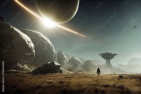 Alien Planet sci-fi outer space encounter wallpaper 3D Illustration ...