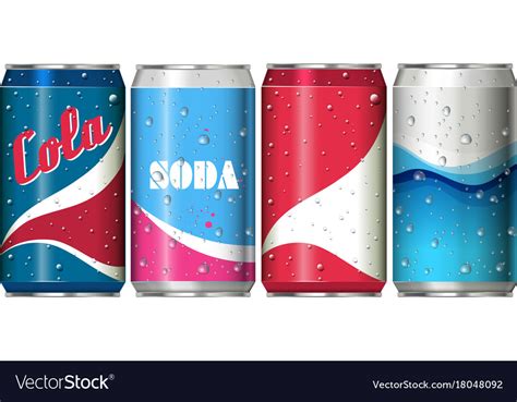 Different can designs for soda drinks Royalty Free Vector