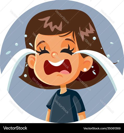 Little sad girl crying cartoon character Vector Image