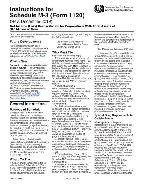 Download Instructions for IRS Form 1120 Schedule M-3 Net Income (Loss ...