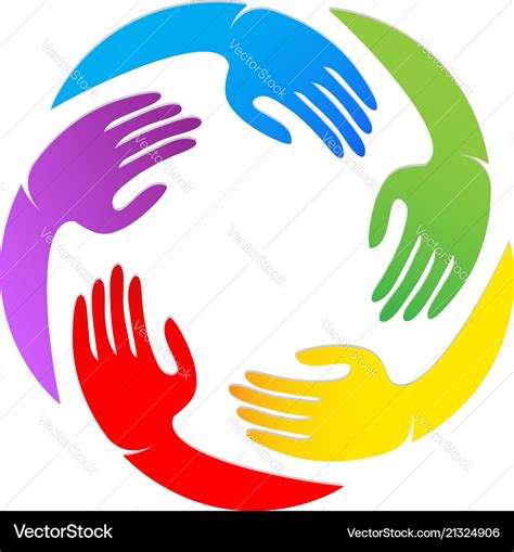 Colorful unity hands together logo Royalty Free Vector Image