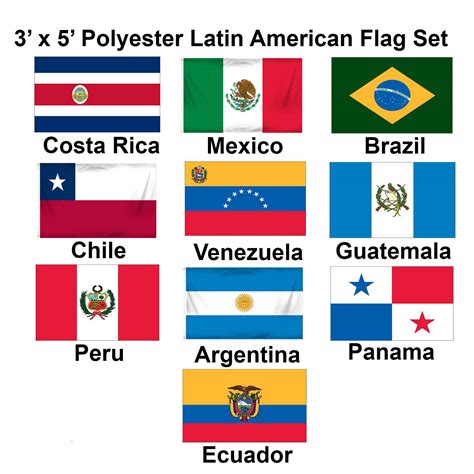 Latin Countries Flags : 12 X 18 Set Of 10 Latin Flags Set 2 1 800 Flags ...