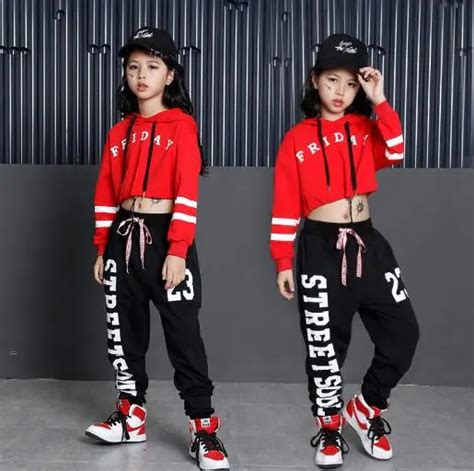 Kids Hip Hop Dance Costumes Girls Long Sleeve Sports Suit Children Jazz ...