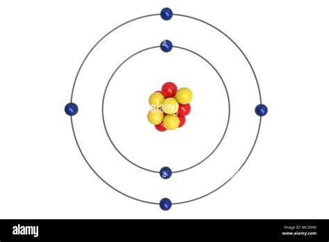 Carbon Atom Bohr model with proton, neutron and electron. 3d ...