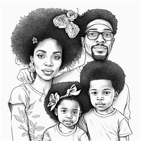 Un dessin en noir et blanc d'une famille avec les mots famille noire ...