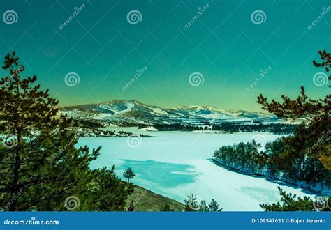 Night View of Frozen Lake in Zlatibor Mountain Stock Image - Image of ...