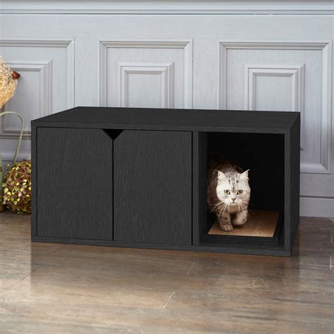 Way Basics Eco-Friendly Enclosed Cat Litter Box, Black - Walmart.com ...