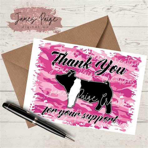 Thank You Note Digital File Show Pig Thank You Show Pig - Etsy