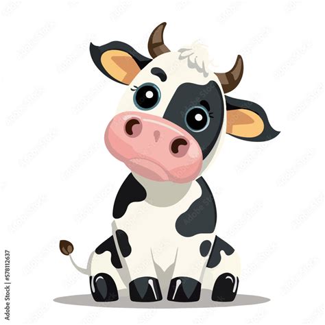 Young cute cow. Baby cow. Vector graphics. Illustration for children ...