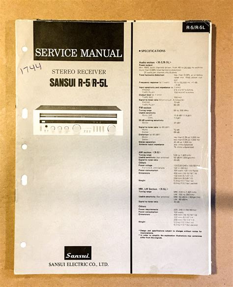 Sansui R-5 R-5L Receiver Service Manual *Original* – Vintage Audio ...