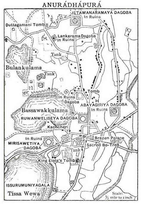 Ancient map of Anuradhapura – Sri Lanka 1938