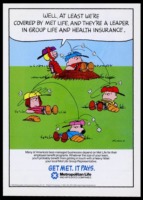 1986 Peanuts Charlie Brown Schroeder baseball game art Met Life vintage ...