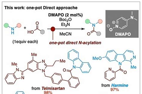 Optimized amide bond reaction using heterocyclic compounds and ...