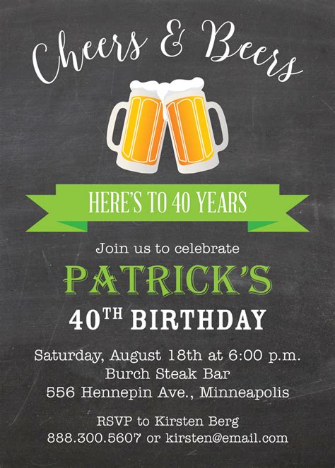 Green Banner Beer Party Invitations