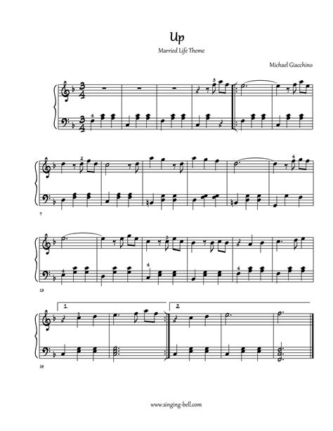 Up | Married Life - Piano Tutorial, Notes, Sheet Music