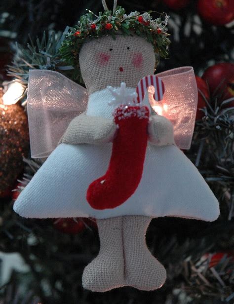 Folk Art Angel with Christmas Stocking MINI-ANG-VST-R/W | Etsy