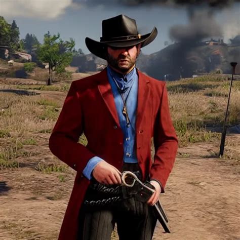 a man wearing suit in red dead redemption 2 | Stable Diffusion