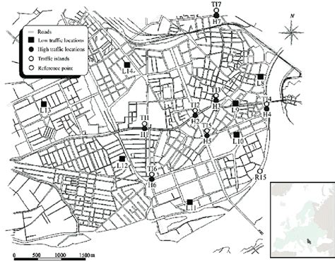 Sampling locations on the map of the city of Novi Sad. | Download ...