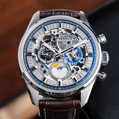 Zenith El Primero Chronograph Moonphase Skeleton Steel Date Set