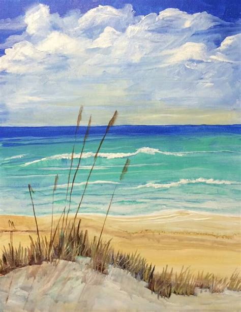 The beach | Beach painting, Seascape paintings, Ocean painting