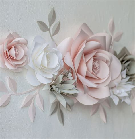 Paper Flower Wall Arrangement - Nursery Wall Decor with Paper Flowers ...