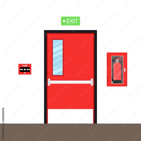 Fire door vector. Fire alarm cartoon vector. Fire alarm system. Fire ...