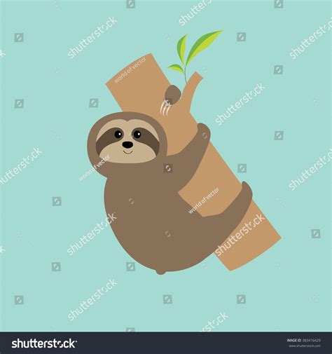 Sloth Hugs Tree Branch Cute Cartoon Stock Vector (Royalty Free) 383416429