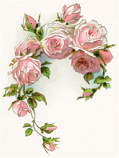 Free Vintage Clip Art Pink Roses and Poem - The Old Design Shop