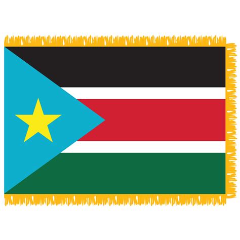 South Sudan 3' x 5' Indoor Nylon Flag w/Pole Sleeve & Fringe